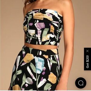Lulu’s two piece black floral set - Super Bloom L top XL skirt